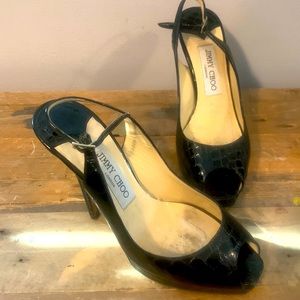 Jimmy Choo slingback Peep-toe Platform Heels Sz 7 37